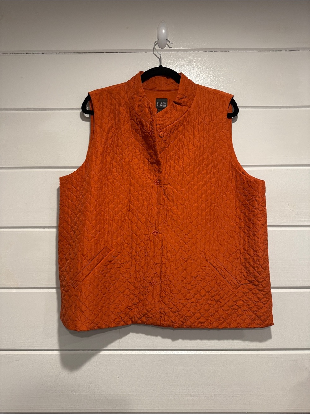 Eileen Fisher Orange Quilted Vest.  Size -XL